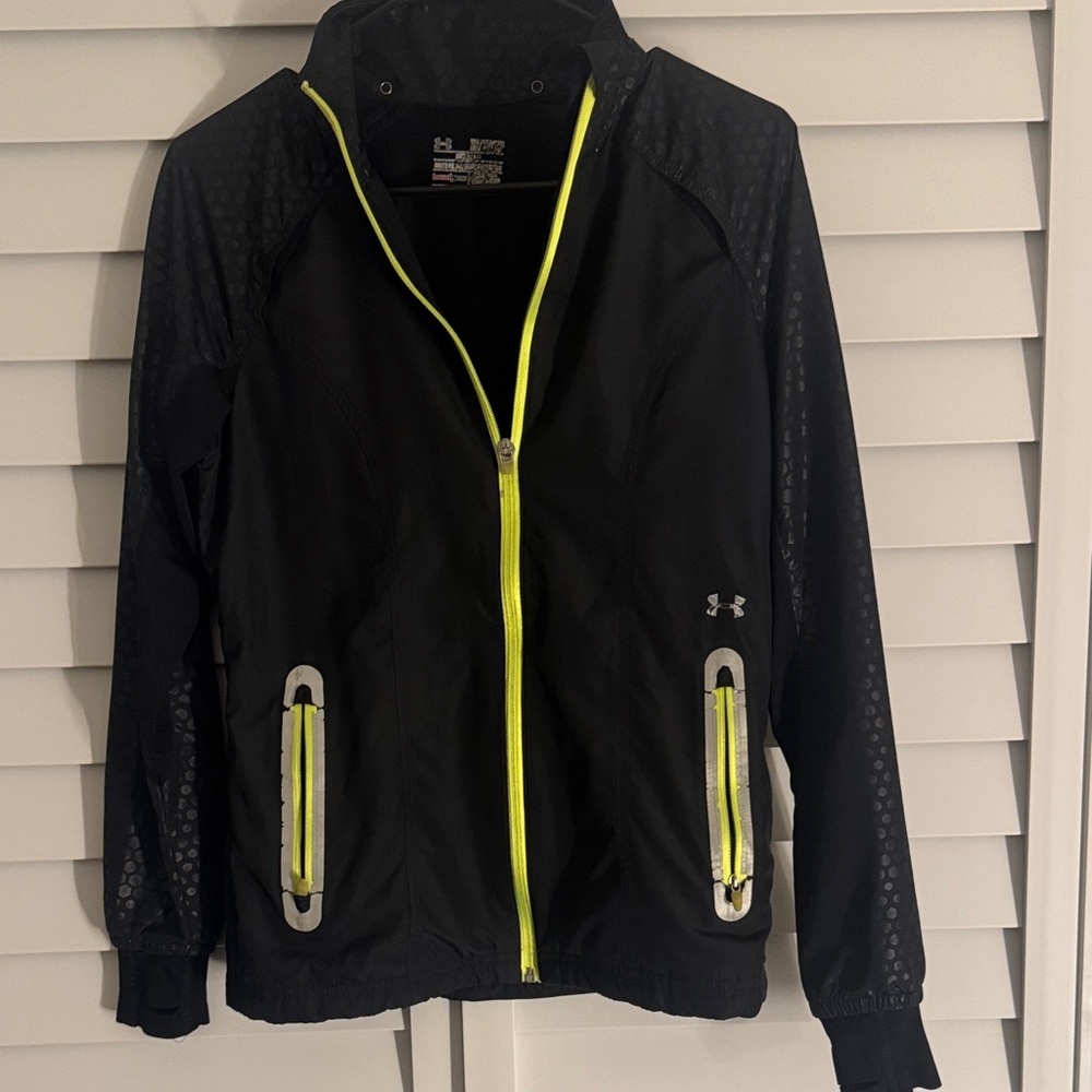 Under Armour Black Jacket with Bright Yellow Zippers